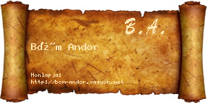 Böm Andor névjegykártya